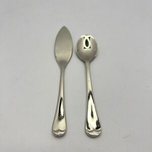Godinger Jam Spoon and Butter Knife Set Small Heart Handle Polished Silverplate